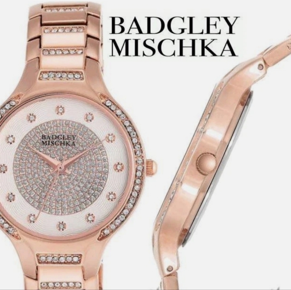Badgley Mischka Women's Rose Gold Crystal Watch - Picture 3 of 4